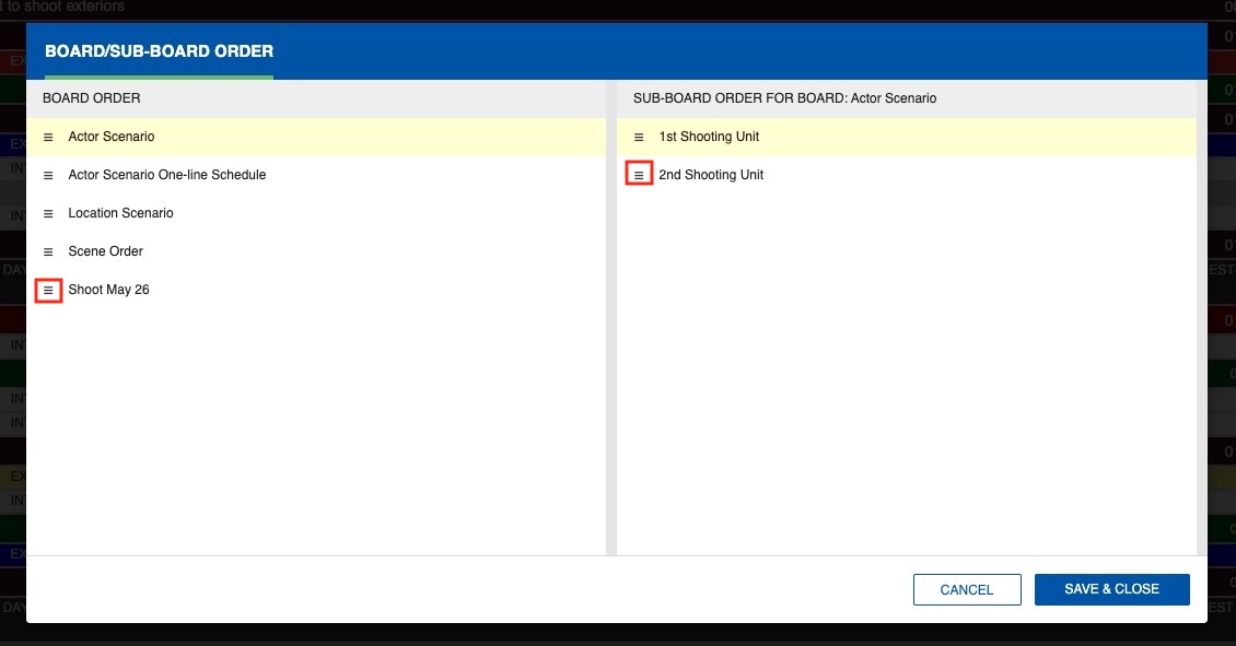 Reorder Boards and Sub-Boards