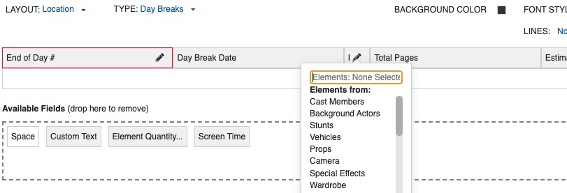 Day Breaks category selection