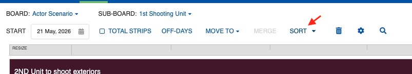 Sort option in Board menu