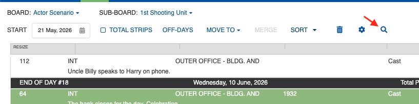 Search icon in Board menu