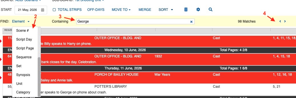 Board Find with highlighted results