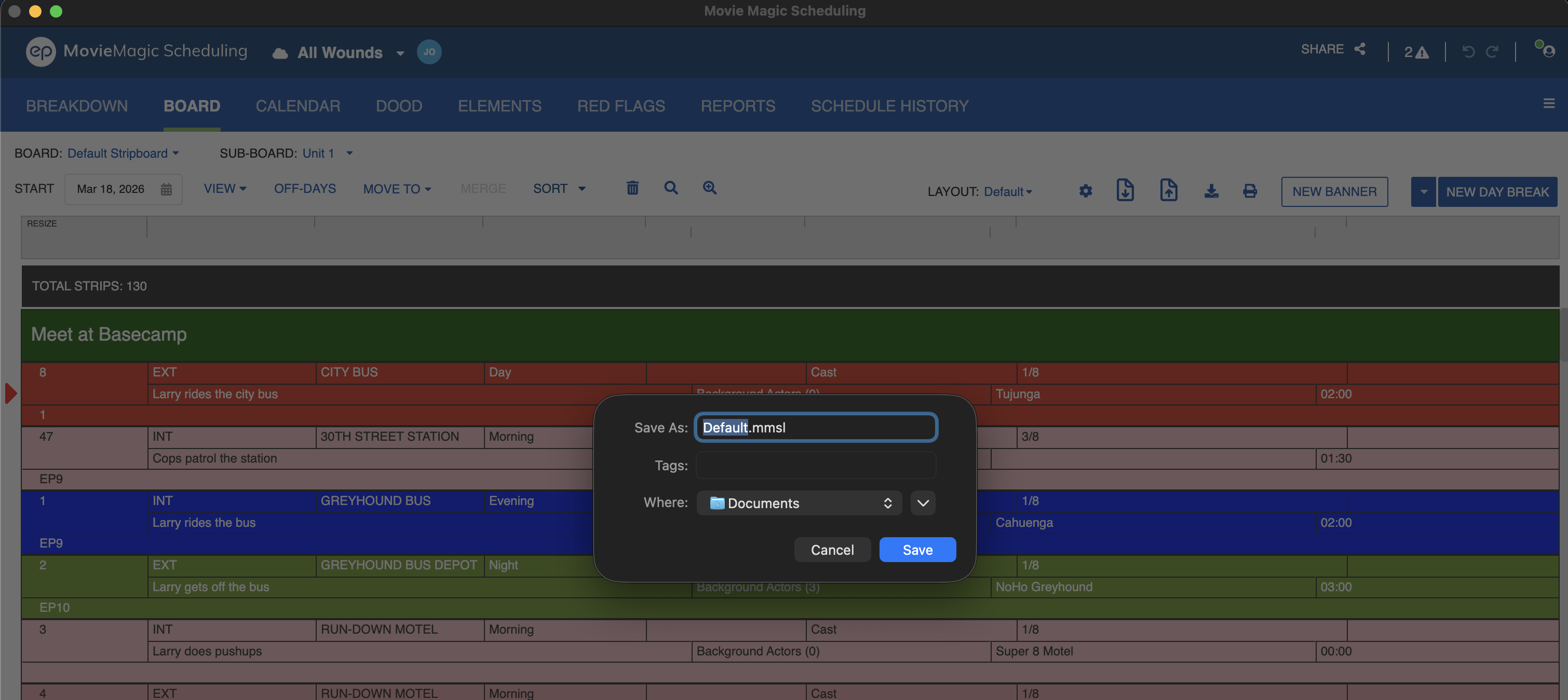 Save dialog with the layout name and the .MMSL extension in the file name field