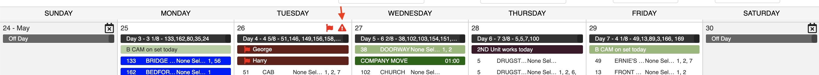 Conflict icon on Calendar day