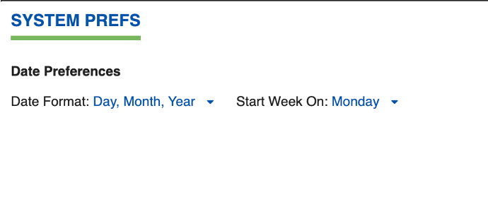 Working week settings