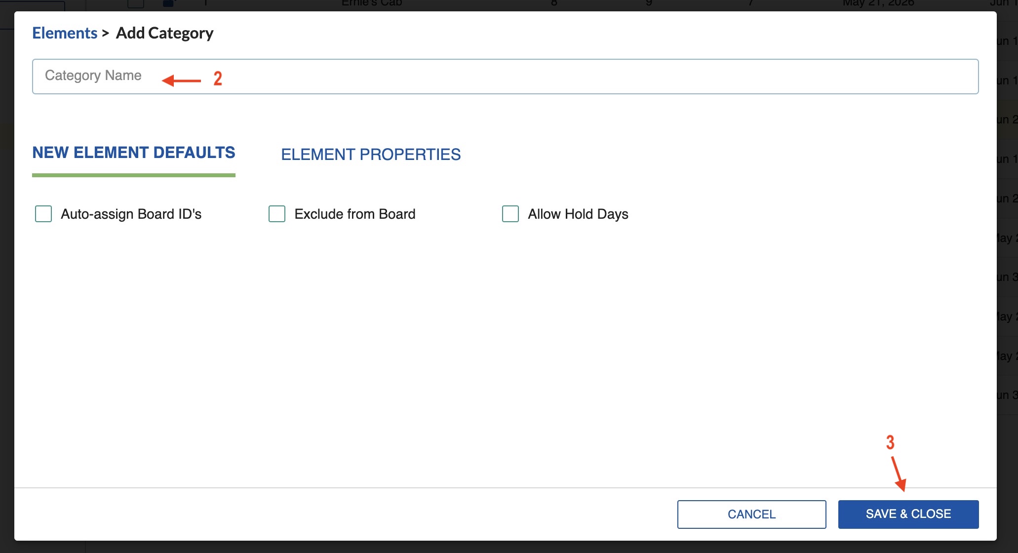 New Category name dialog
