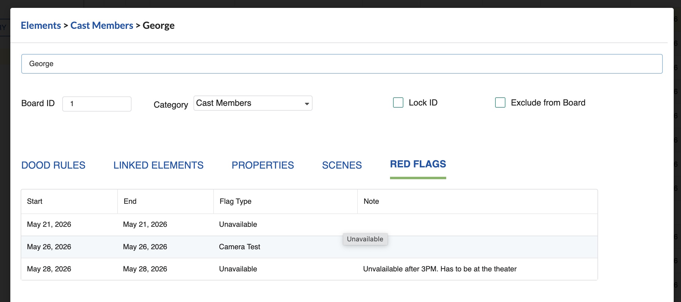 Red Flag Tab in Element window