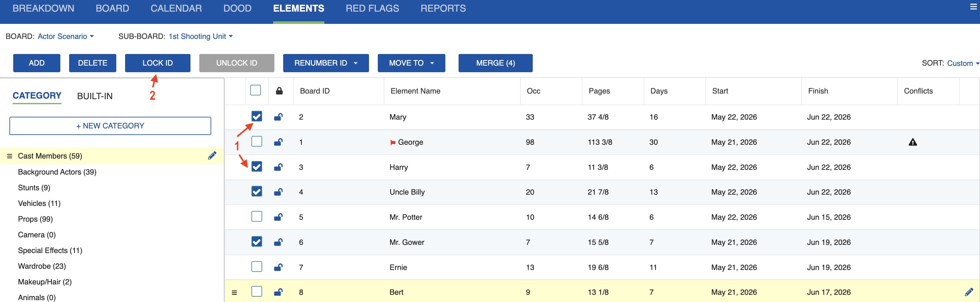 Lock/Unlock ID selection