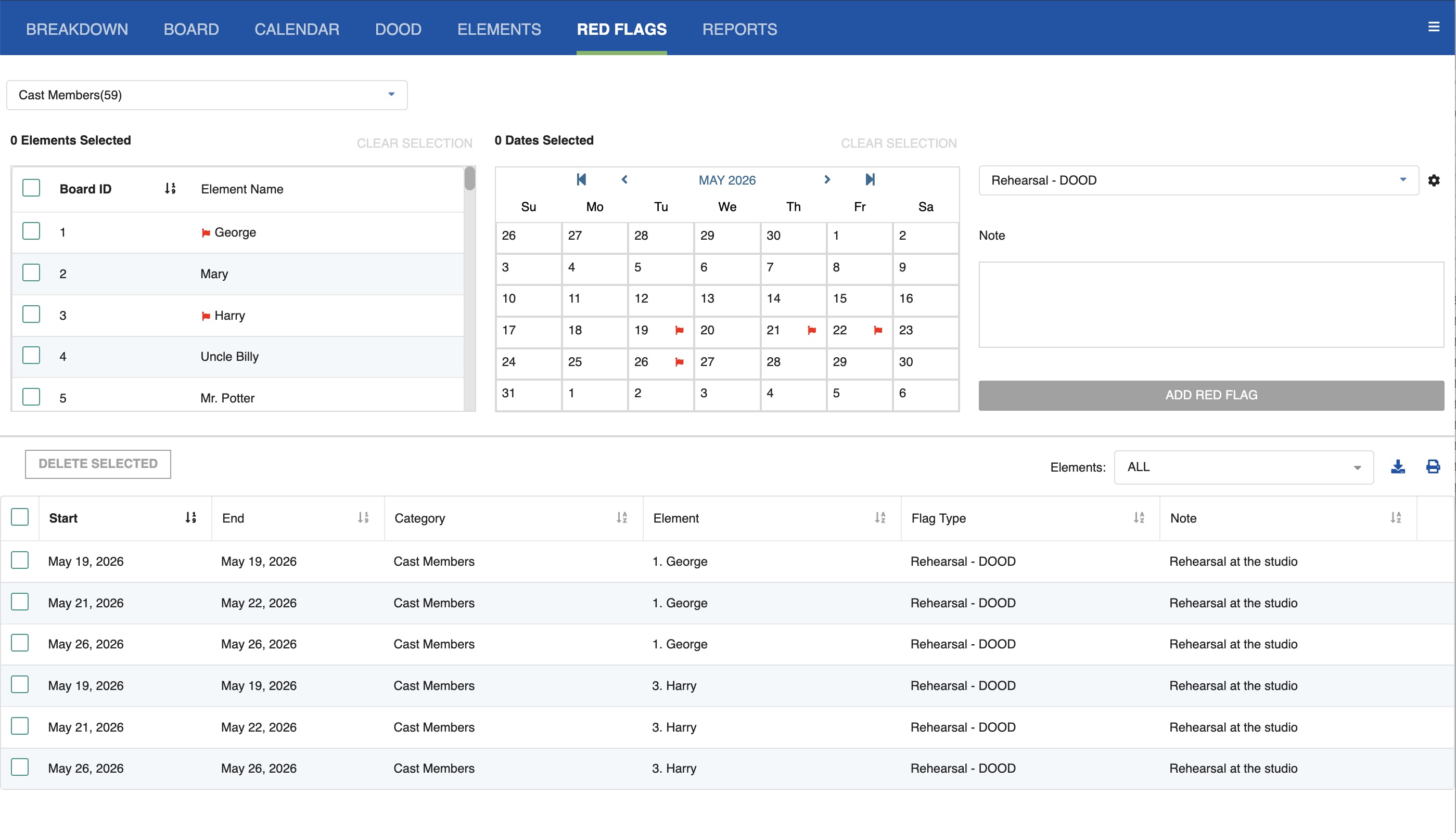 Red Flag on calendar
