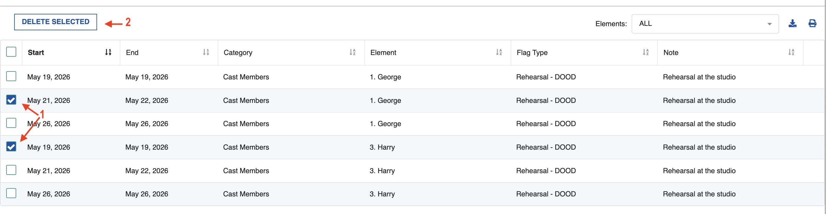 Delete Red Flag event
