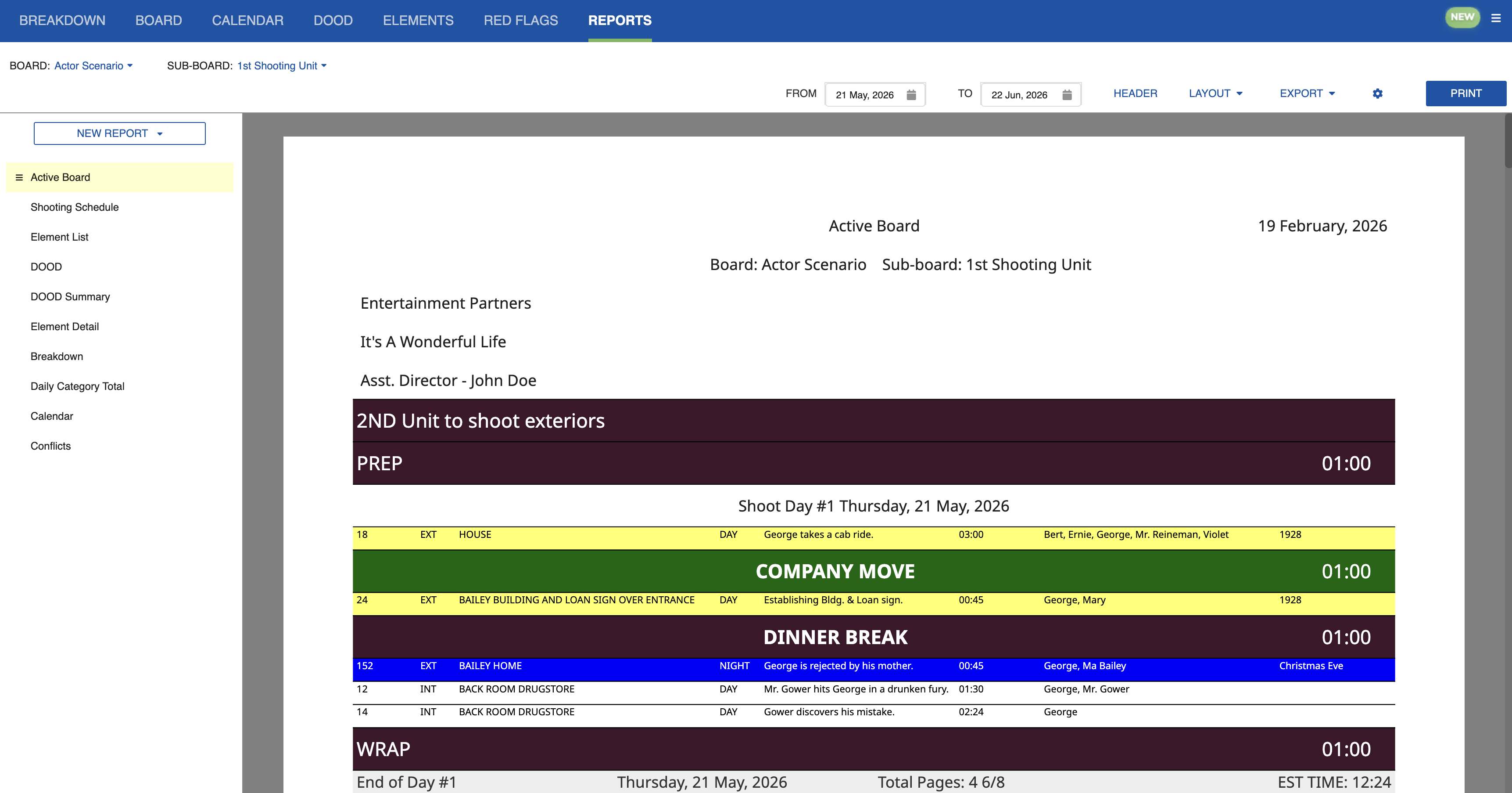 Report with header applied