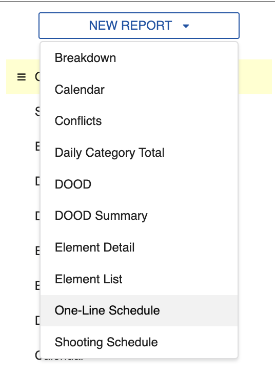 Select One-line Schedule from dropdown
