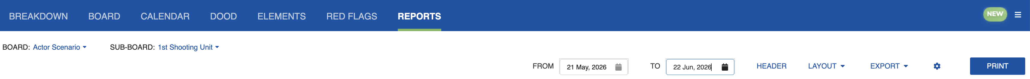 Board, Sub-Board, and date range selectors