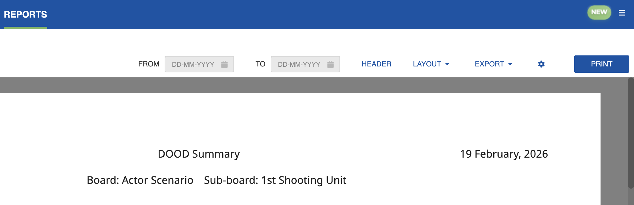 DOOD Summary report view