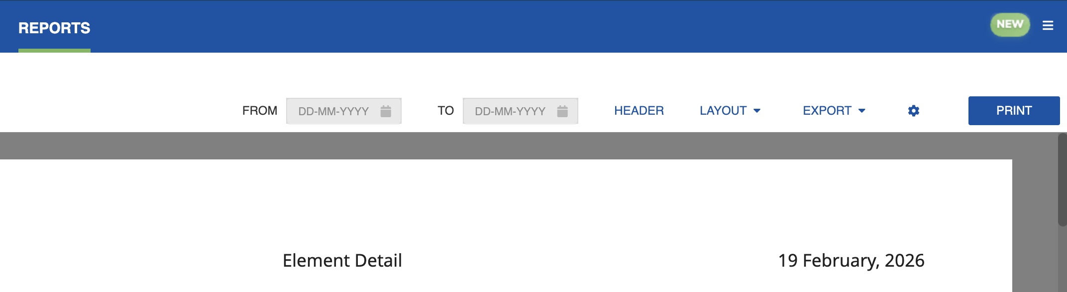 Element Detail report view