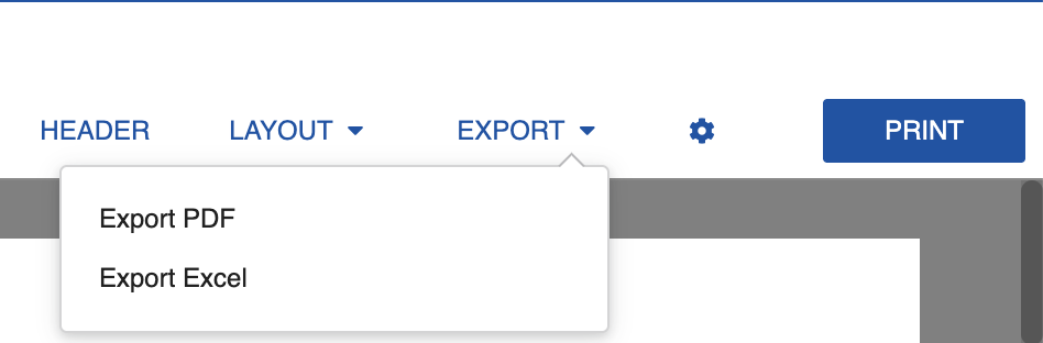 Export and Print options