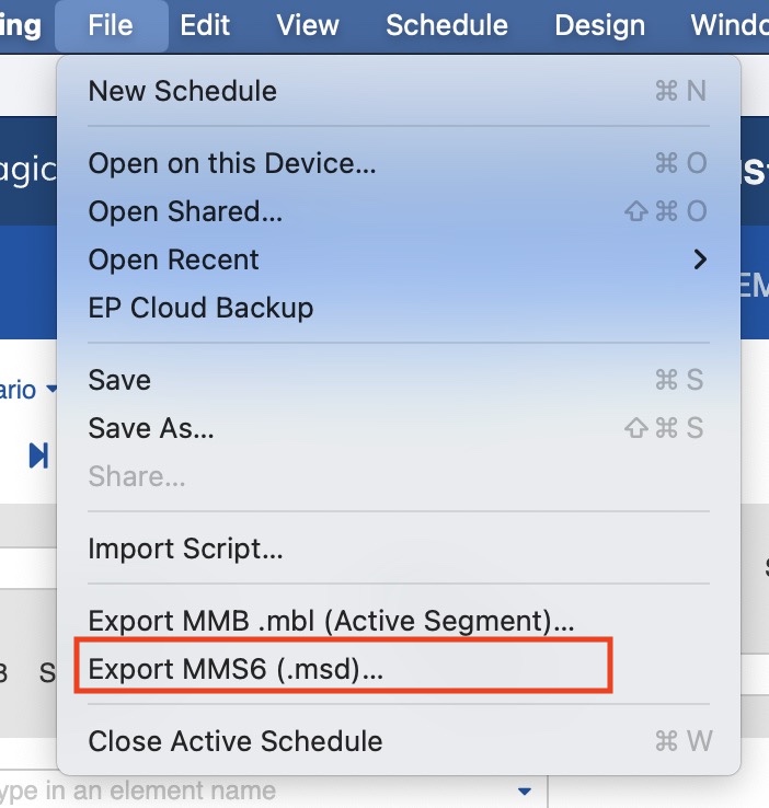 MMS6 export option