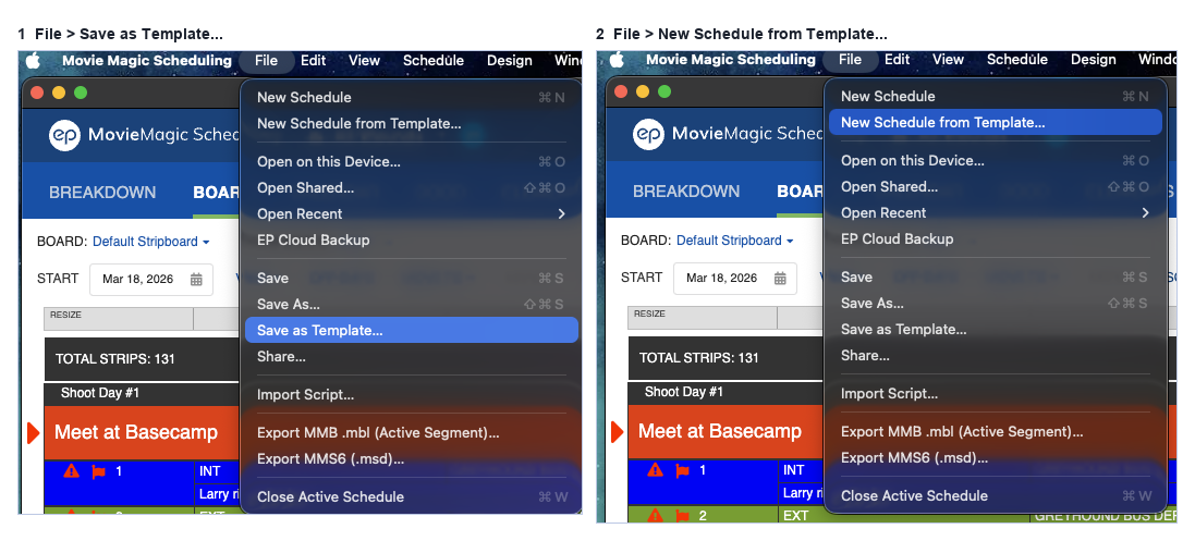 Save as Template in the File menu